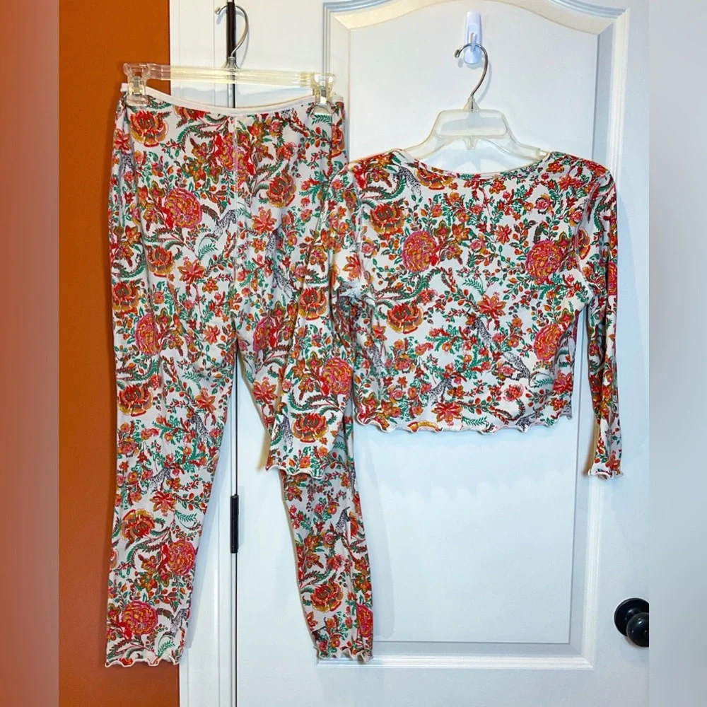 Free People Floral Pajama Lounge Set MEDIUM - Picture 2 of 9